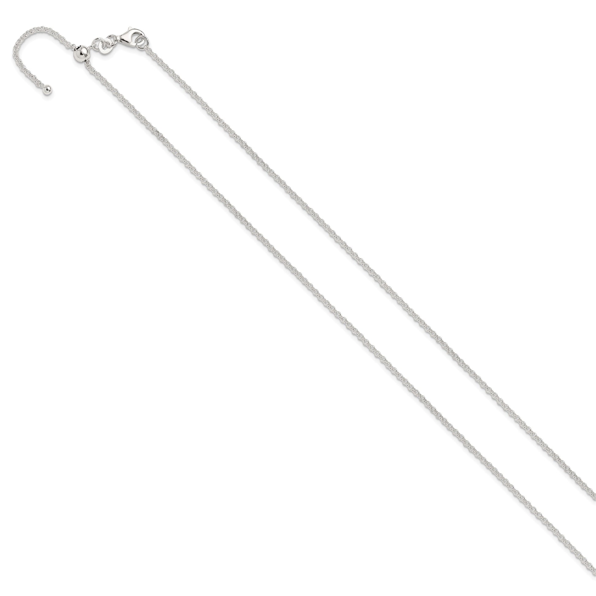 Sterling Silver Polished 1.85mm Rolo Adjustable Necklace