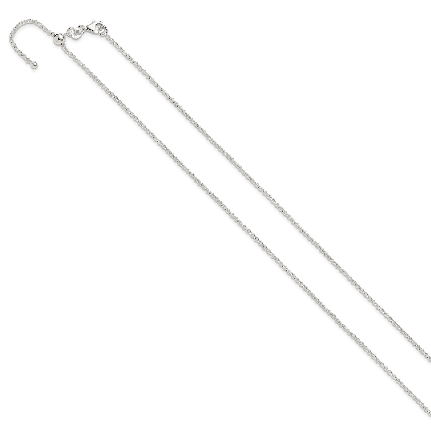 Sterling Silver Polished 1.85mm Rolo Adjustable Necklace