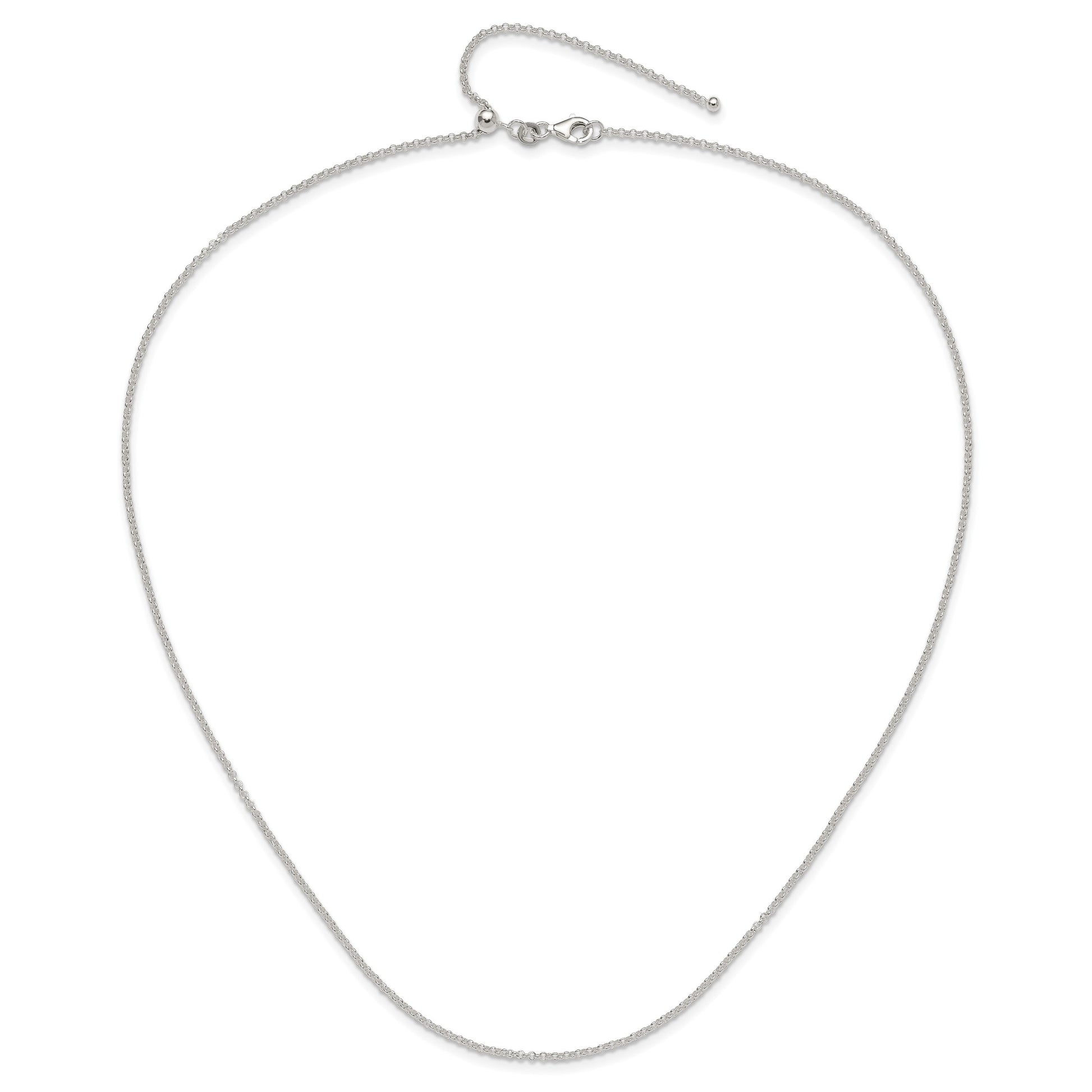 Sterling Silver Polished 1.85mm Rolo Adjustable Necklace