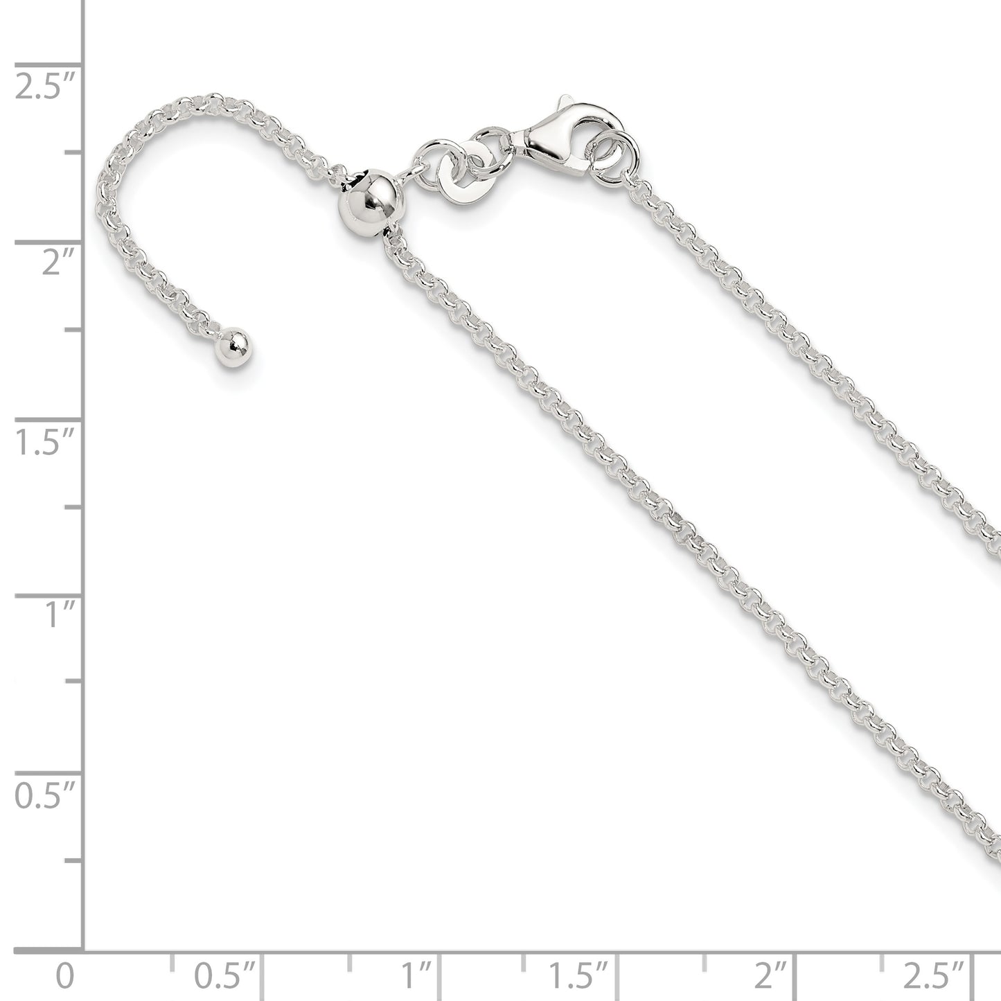 Sterling Silver Polished 1.85mm Rolo Adjustable Necklace