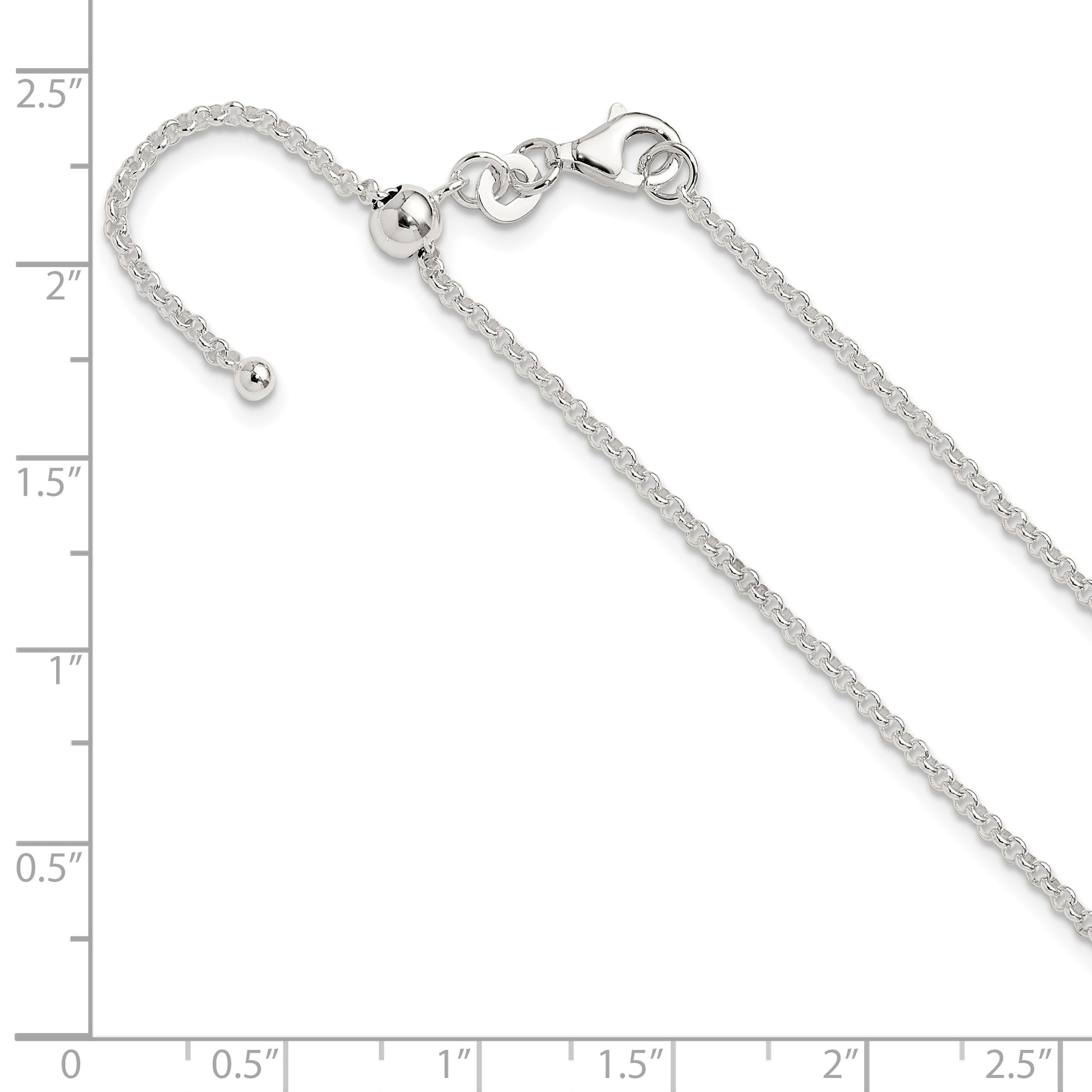 Sterling Silver Polished 1.85mm Rolo Adjustable Necklace