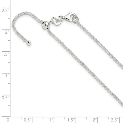 Sterling Silver Polished 1.85mm Rolo Adjustable Necklace