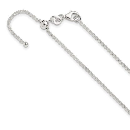Sterling Silver Polished 1.85mm Rolo Adjustable Necklace