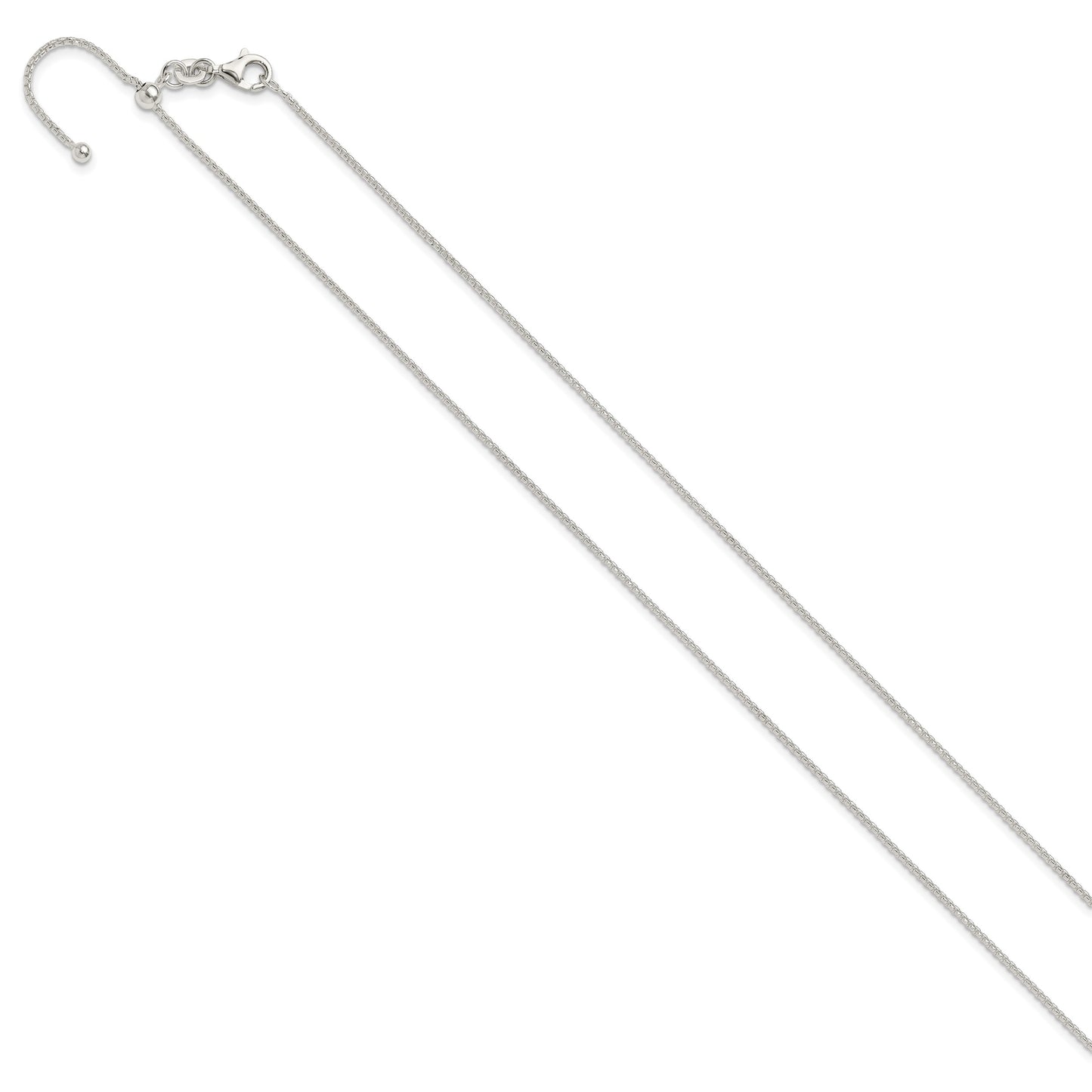 Sterling Silver Polished Round Box Adjustable Necklace