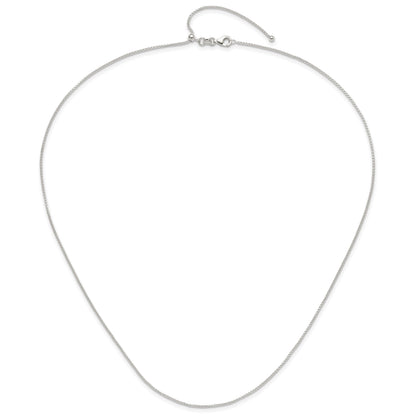 Sterling Silver Polished Round Box Adjustable Necklace