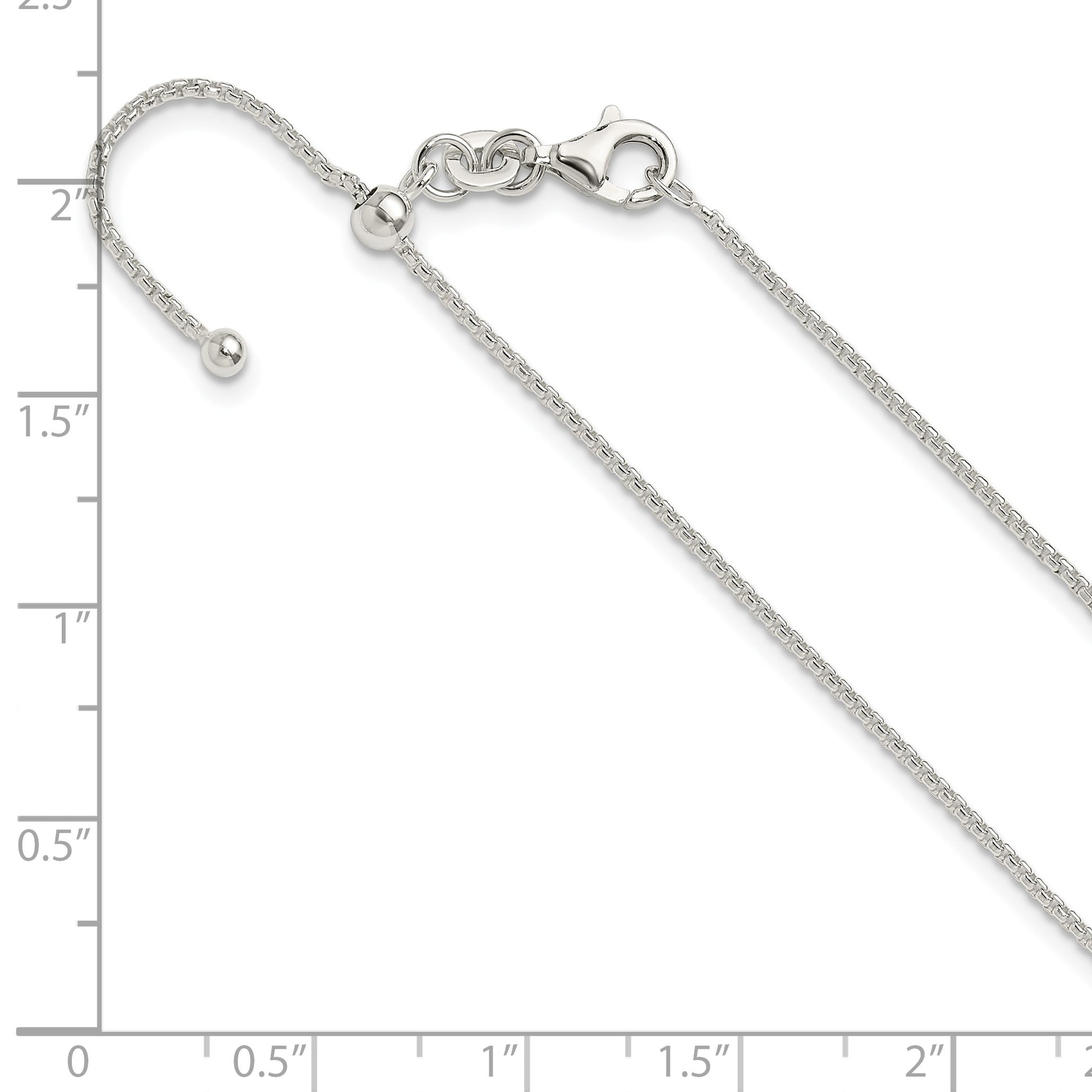 Sterling Silver Polished Round Box Adjustable Necklace