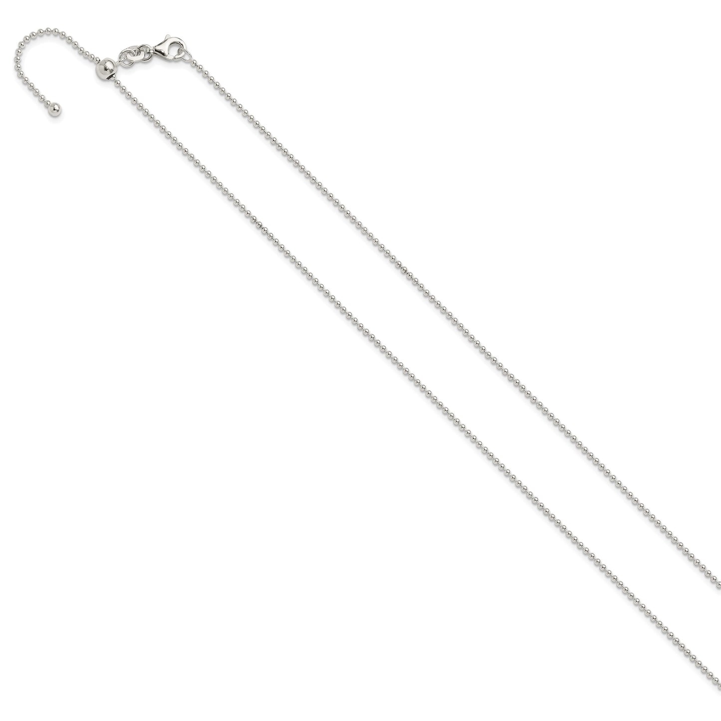 Sterling Silver Polished 1.50mm Beaded Adjustable Necklace