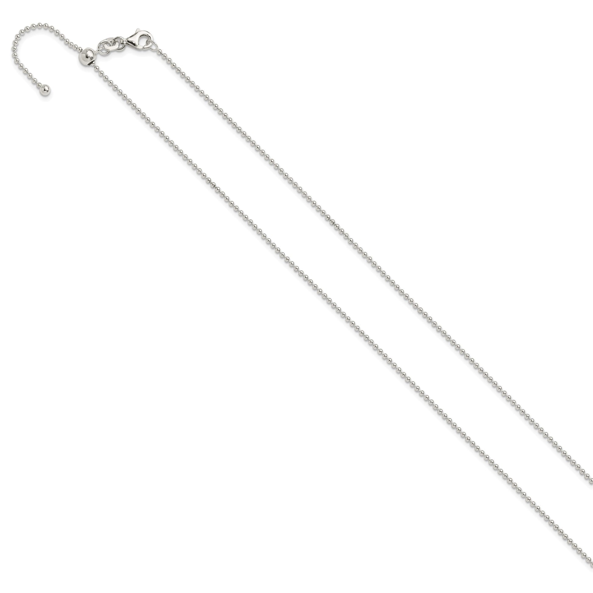 Sterling Silver Polished 1.50mm Beaded Adjustable Necklace