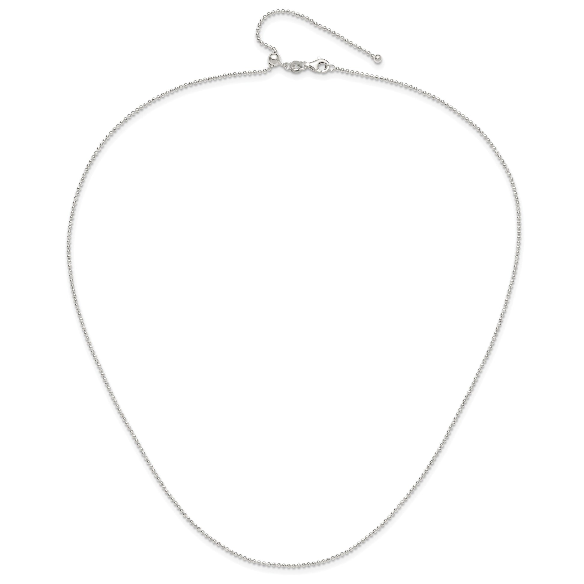 Sterling Silver Polished 1.50mm Beaded Adjustable Necklace