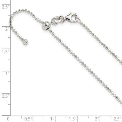 Sterling Silver Polished 1.50mm Beaded Adjustable Necklace
