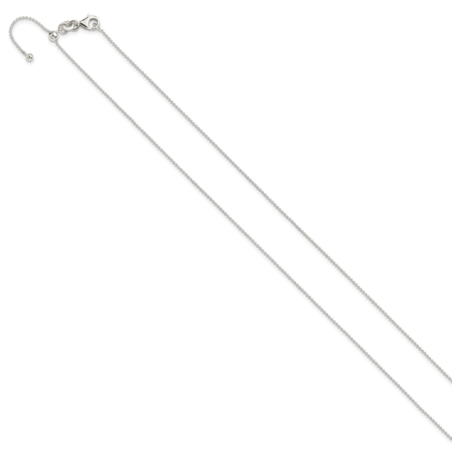 Sterling Silver Polished 1.00mm Beaded Adjustable Necklace