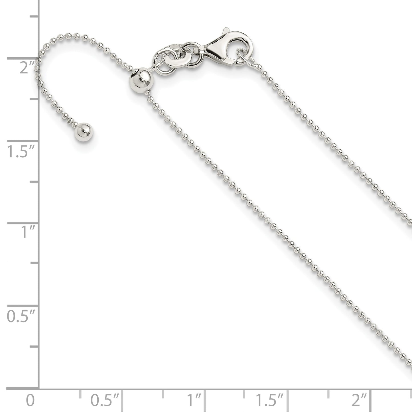 Sterling Silver Polished 1.00mm Beaded Adjustable Necklace