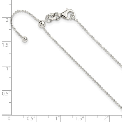 Sterling Silver Polished 1.00mm Beaded Adjustable Necklace