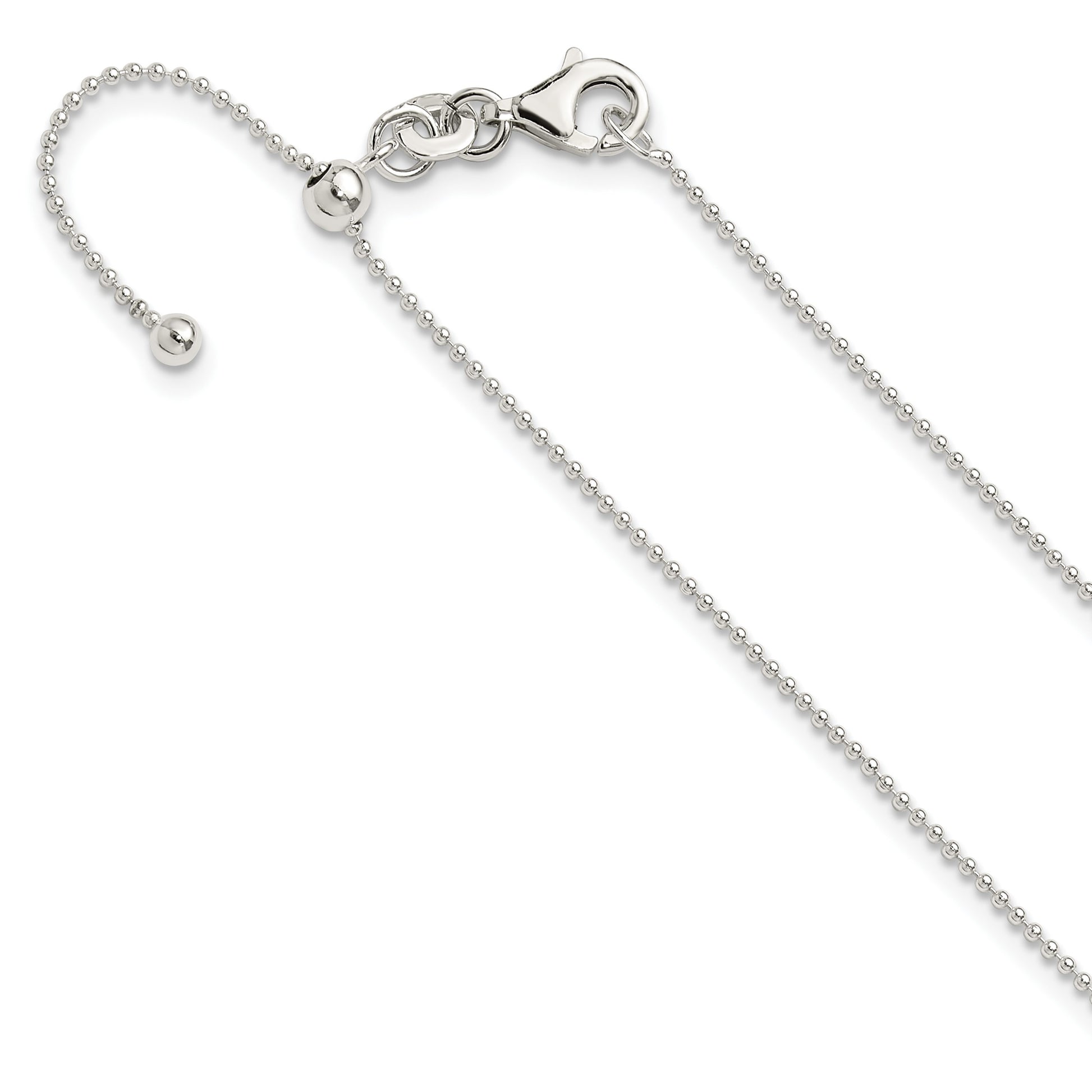 Sterling Silver Polished 1.00mm Beaded Adjustable Necklace