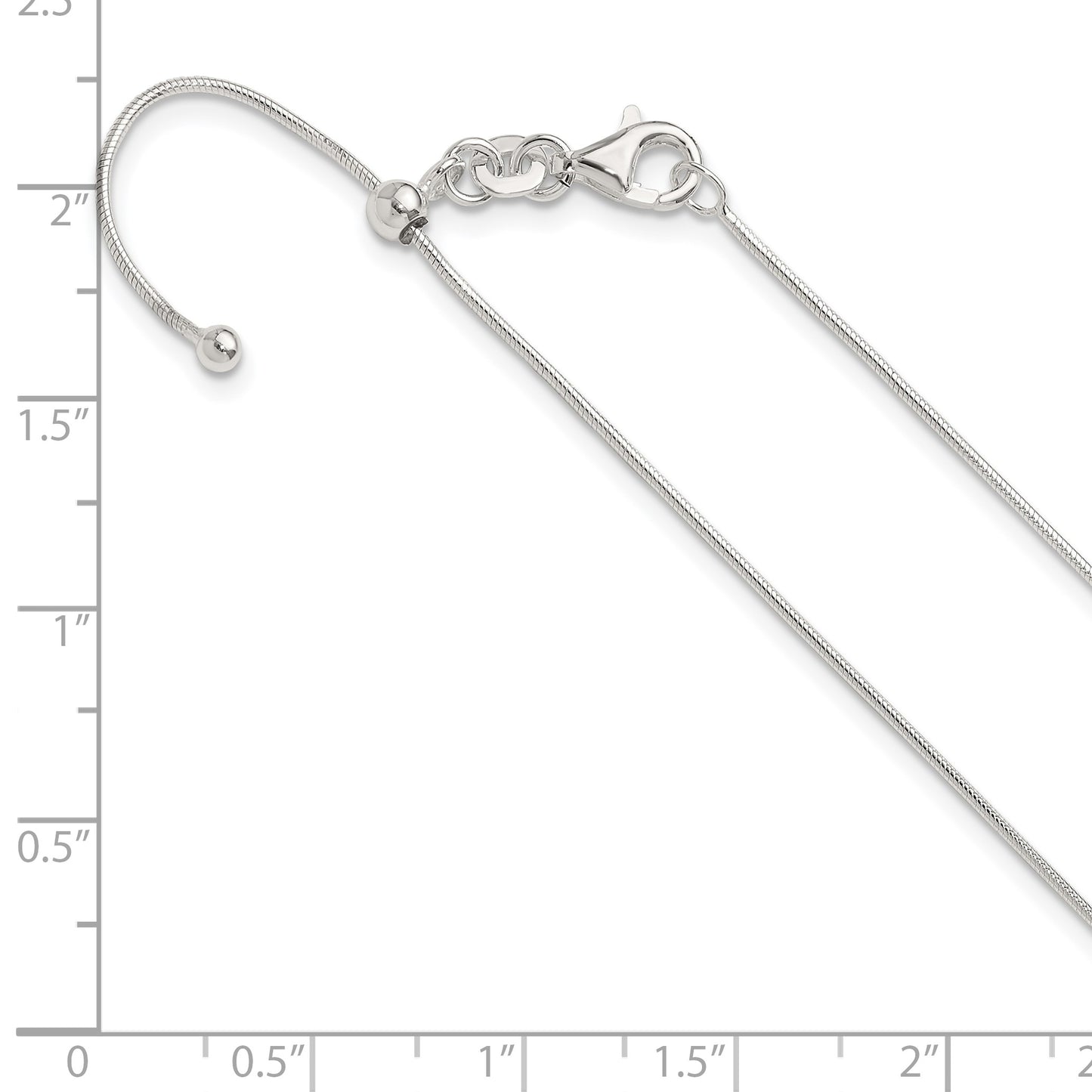 Sterling Silver Polished .95mm Snake Adjustable Necklace