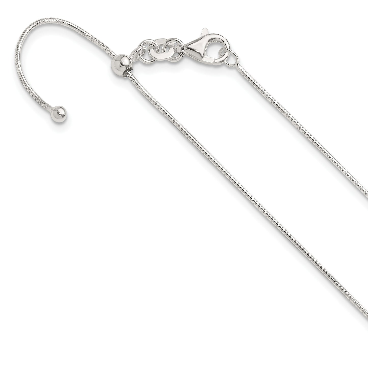 Sterling Silver Polished .95mm Snake Adjustable Necklace