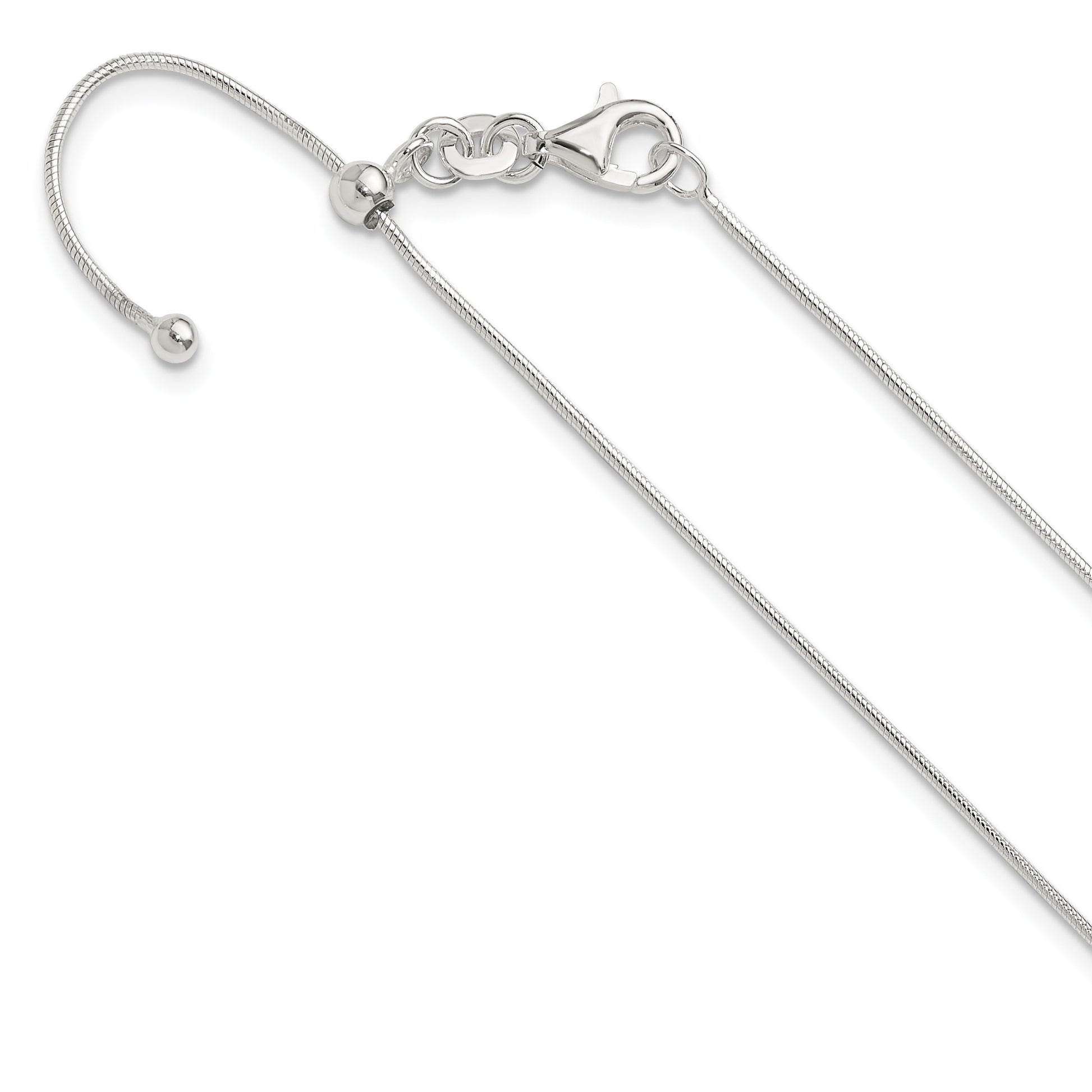 Sterling Silver Polished .95mm Snake Adjustable Necklace