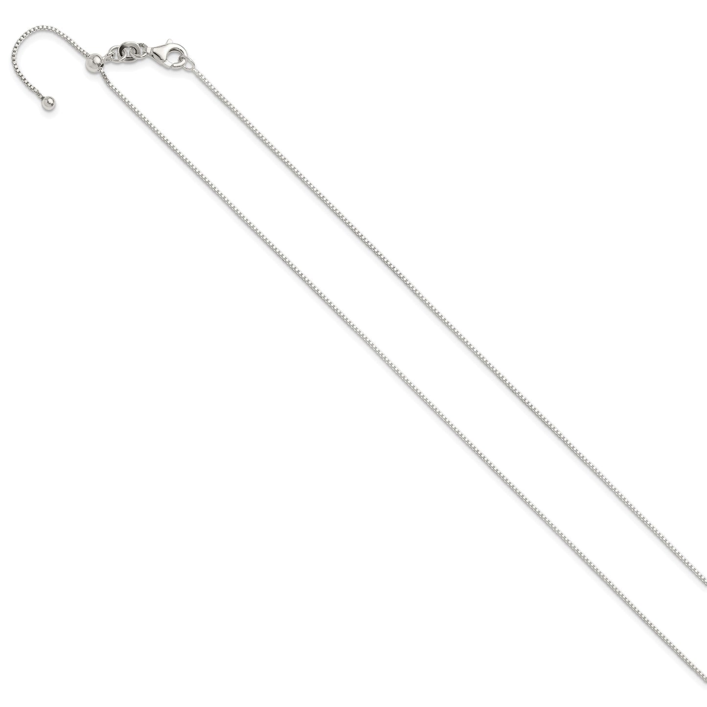 Sterling Silver Polished .90mm Box Adjustable Necklace