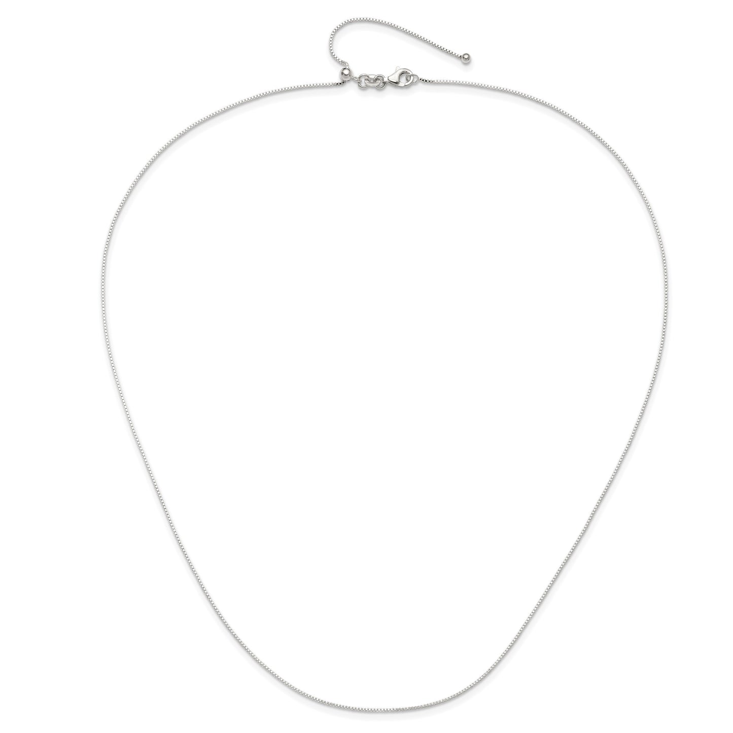 Sterling Silver Polished .90mm Box Adjustable Necklace