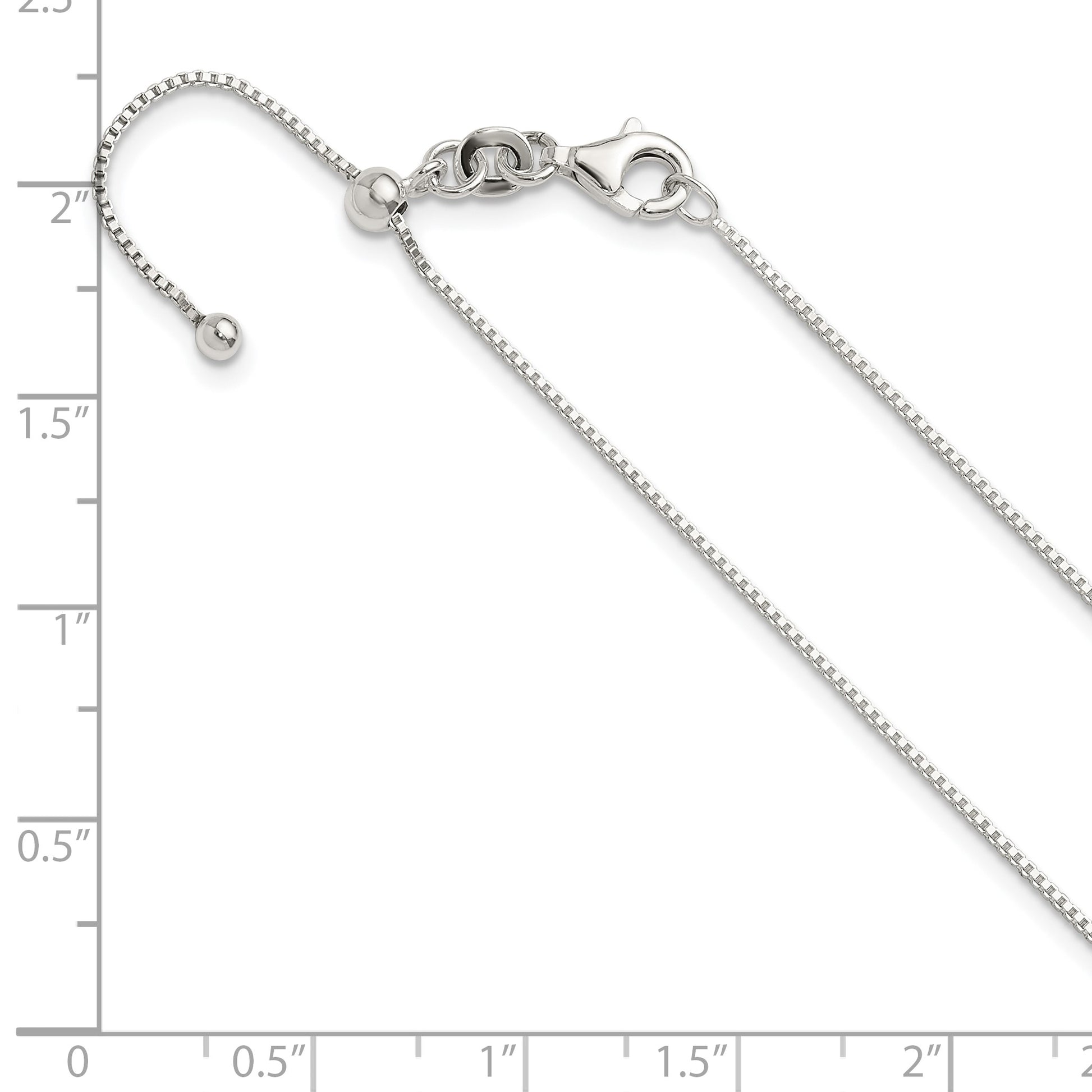 Sterling Silver Polished .90mm Box Adjustable Necklace