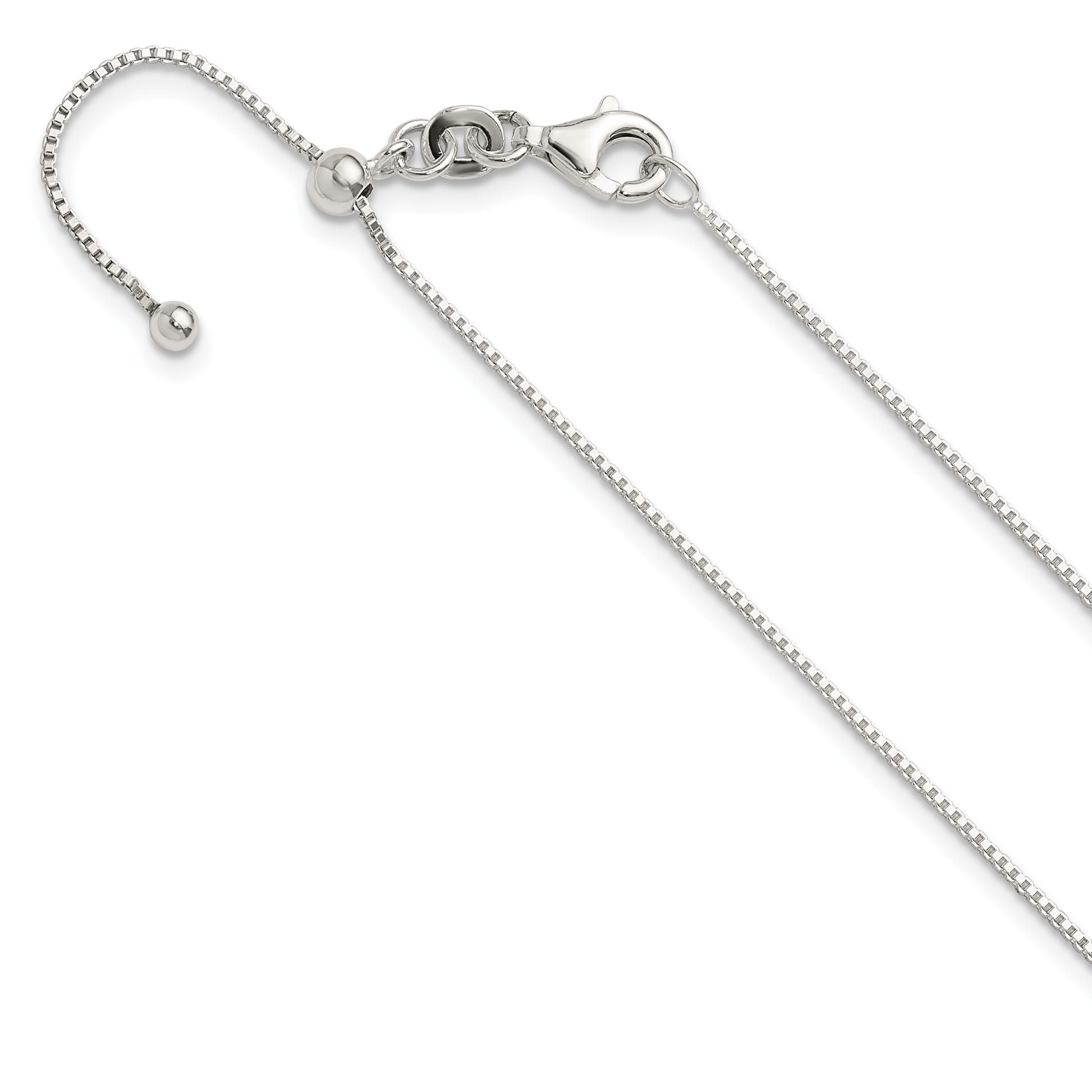 Sterling Silver Polished .90mm Box Adjustable Necklace