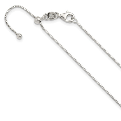 Sterling Silver Polished .90mm Box Adjustable Necklace