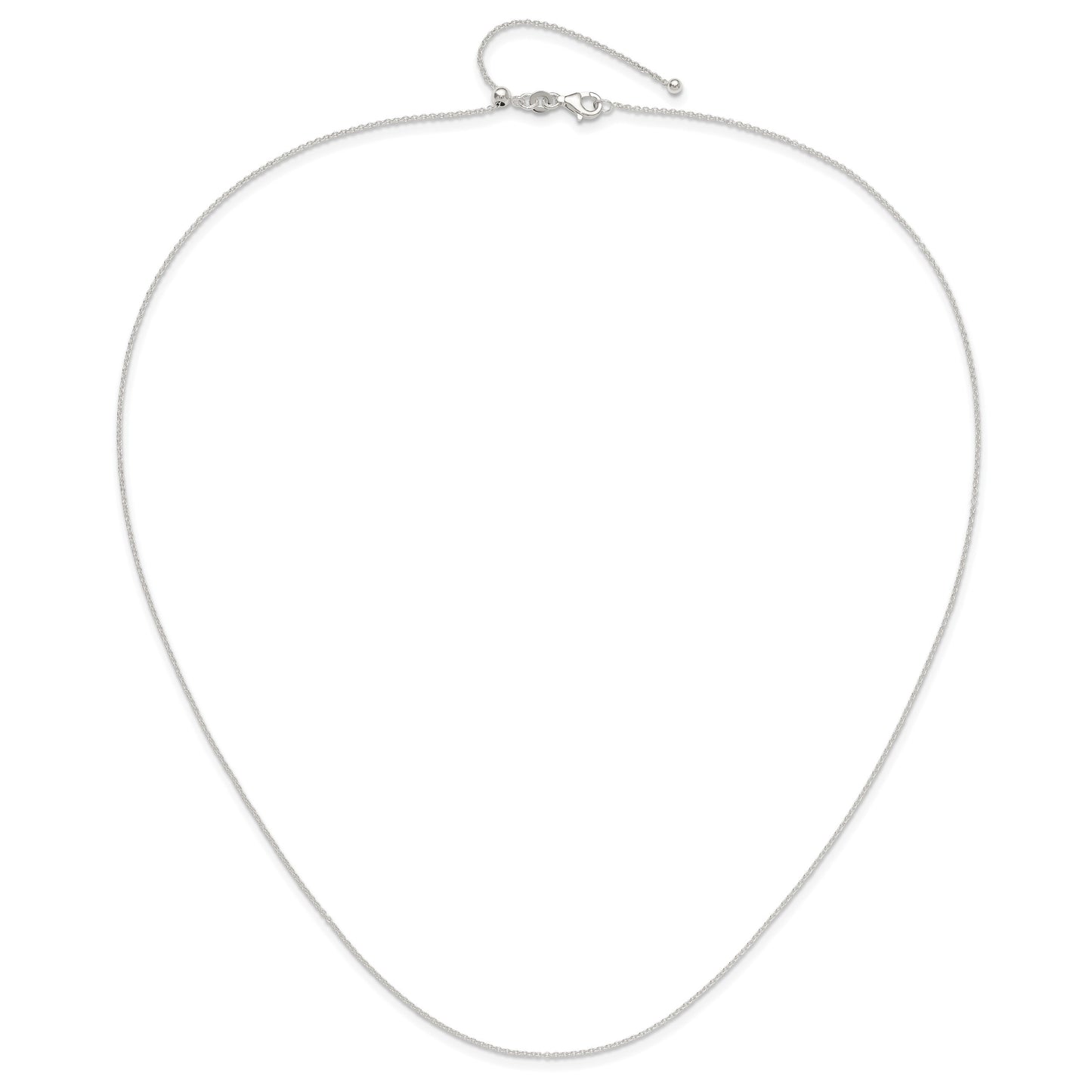 Sterling Silver Polished 1.15mm Cable Adjustable Necklace