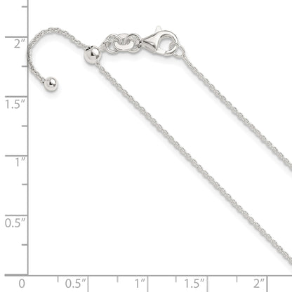 Sterling Silver Polished 1.15mm Cable Adjustable Necklace