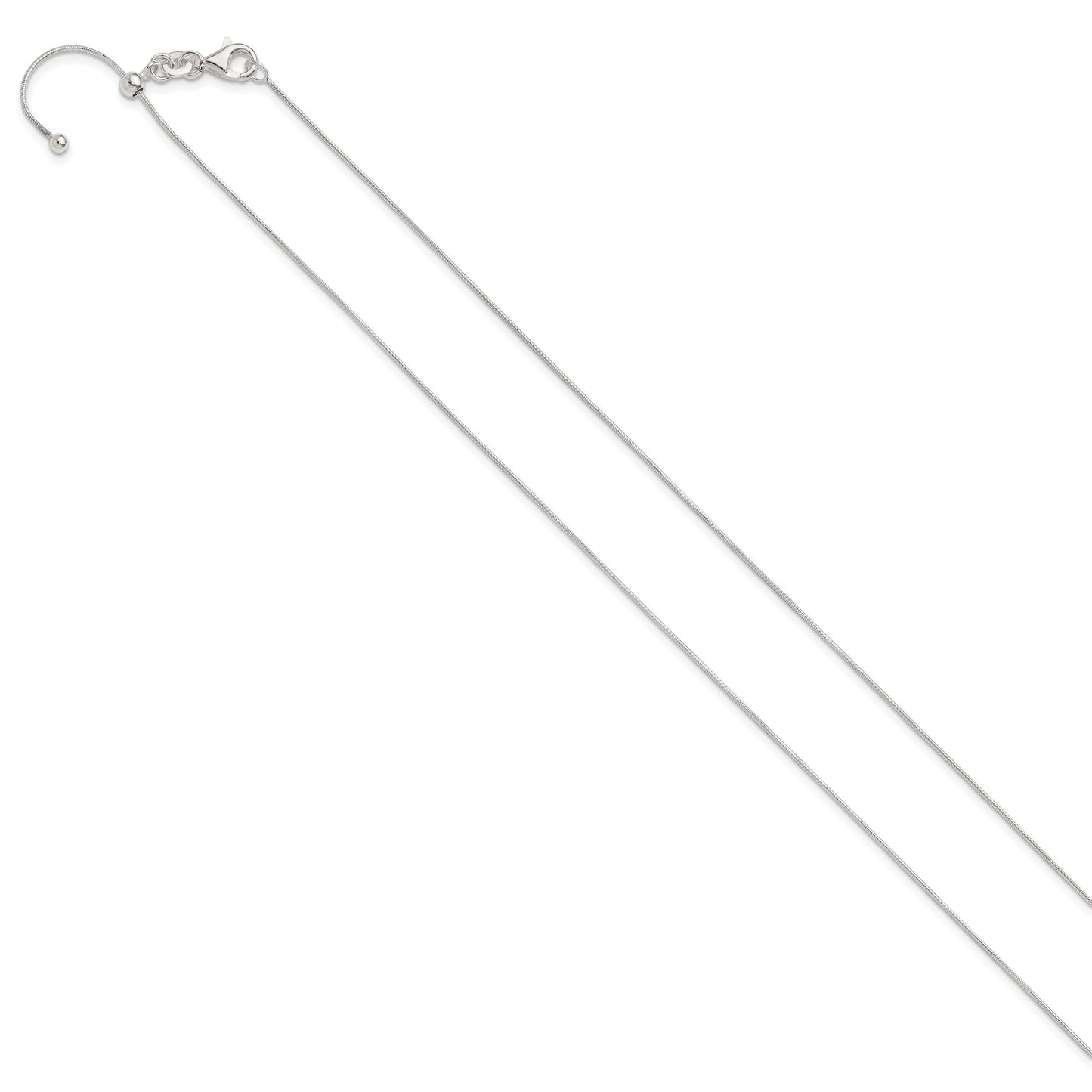 Sterling Silver Polished .75mm Snake Adjustable Necklace