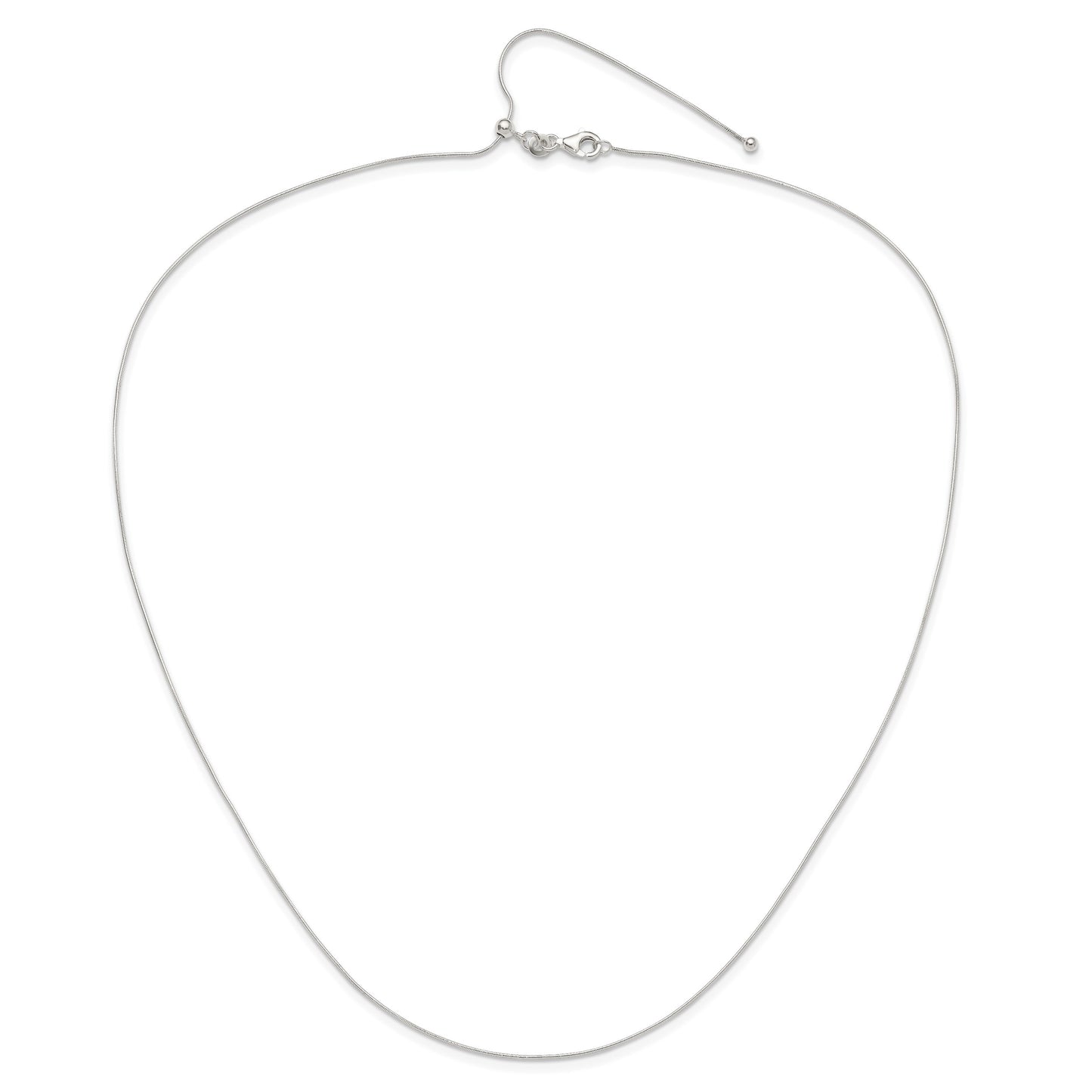 Sterling Silver Polished .75mm Snake Adjustable Necklace