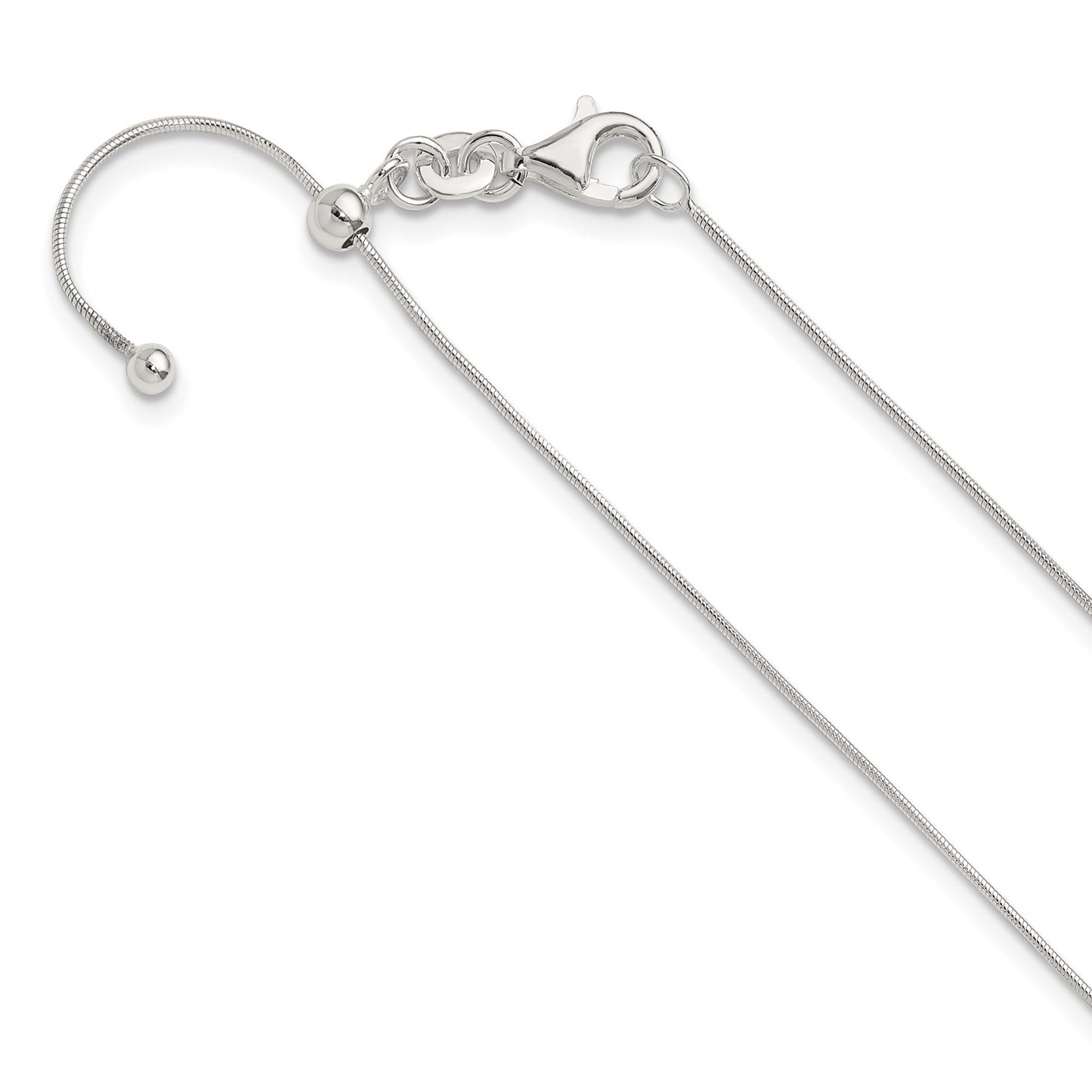 Sterling Silver Polished .75mm Snake Adjustable Necklace