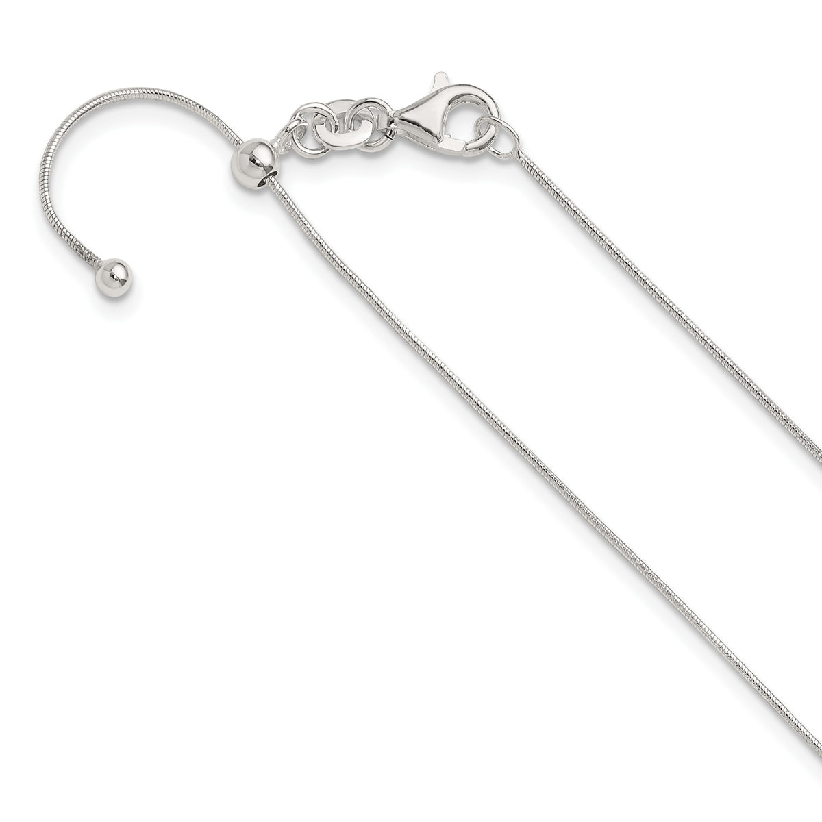 Sterling Silver Polished .75mm Snake Adjustable Necklace