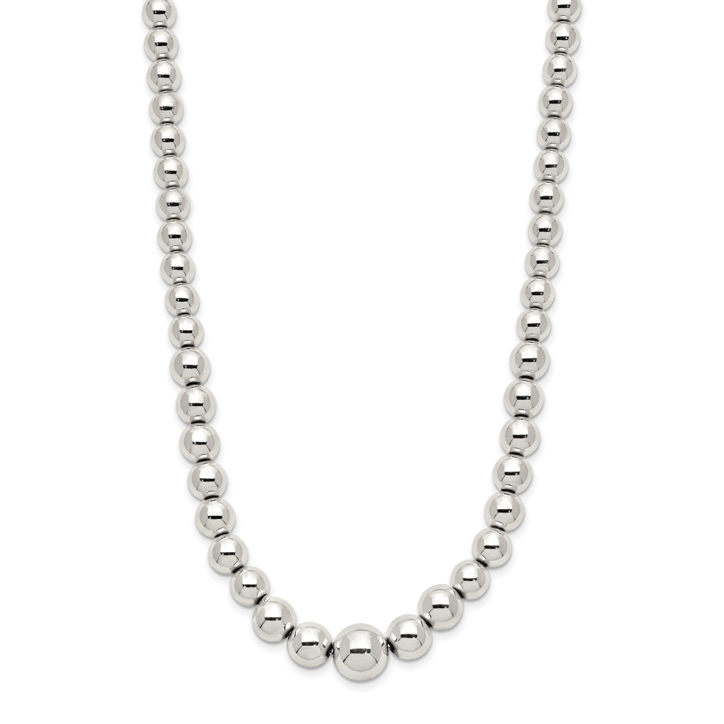 Sterling Silver Polished Beaded Necklace