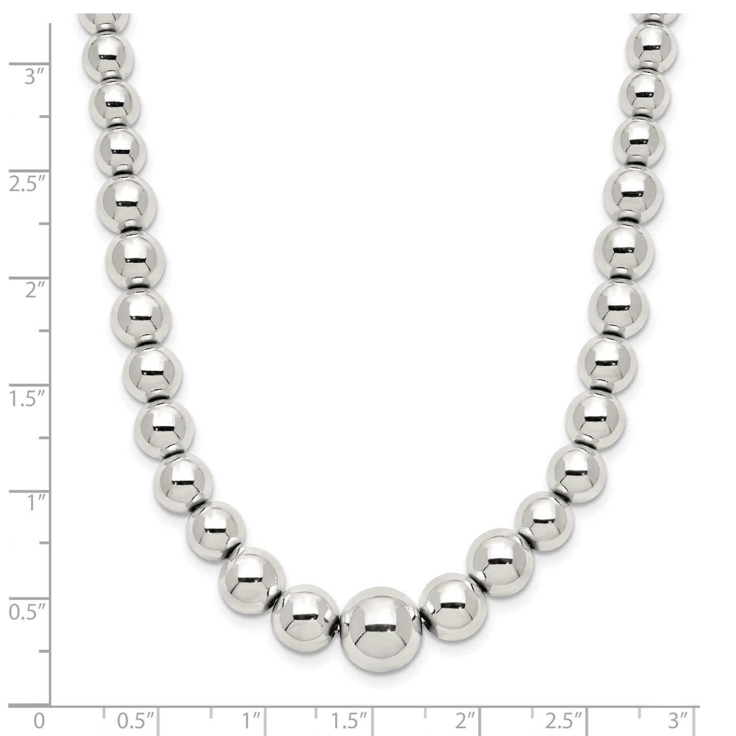Sterling Silver Polished Beaded Necklace
