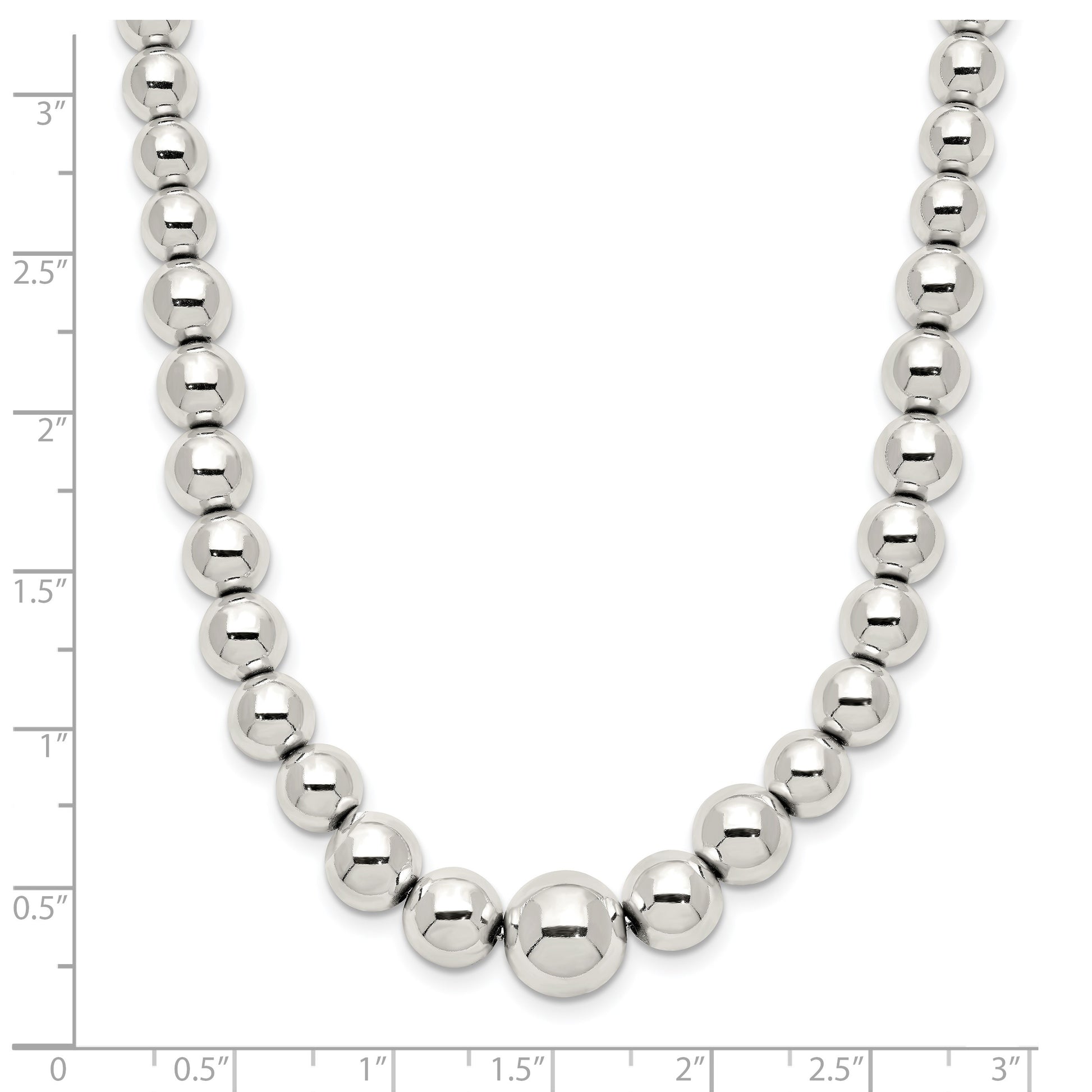 Sterling Silver Polished Beaded Necklace