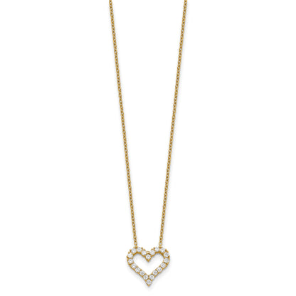 Sterling Silver Gold-platedCZ Heart w/ 2in ext. Necklace