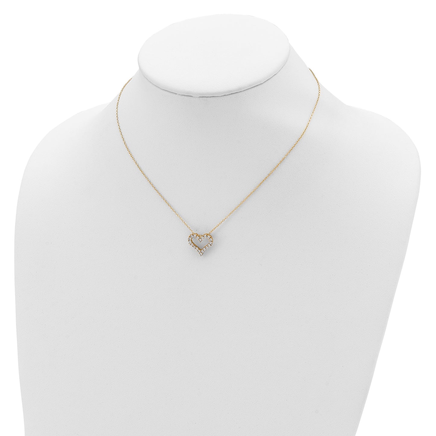 Sterling Silver Gold-platedCZ Heart w/ 2in ext. Necklace