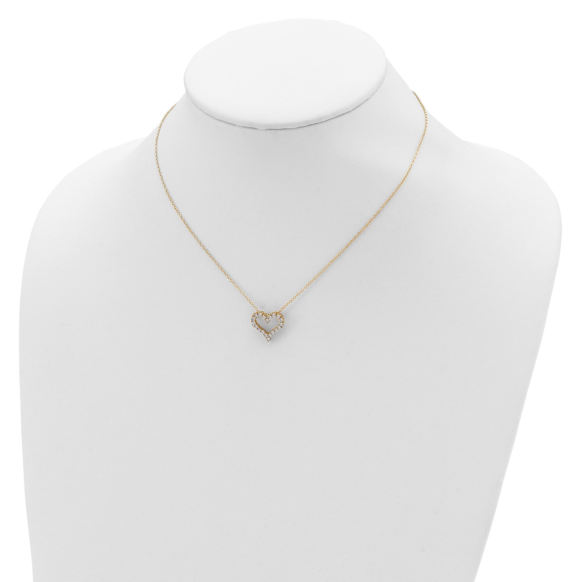 Sterling Silver Gold-platedCZ Heart w/ 2in ext. Necklace