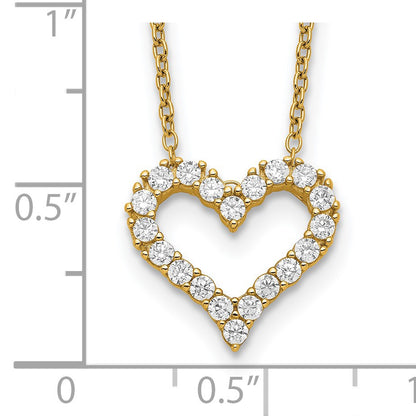Sterling Silver Gold-platedCZ Heart w/ 2in ext. Necklace