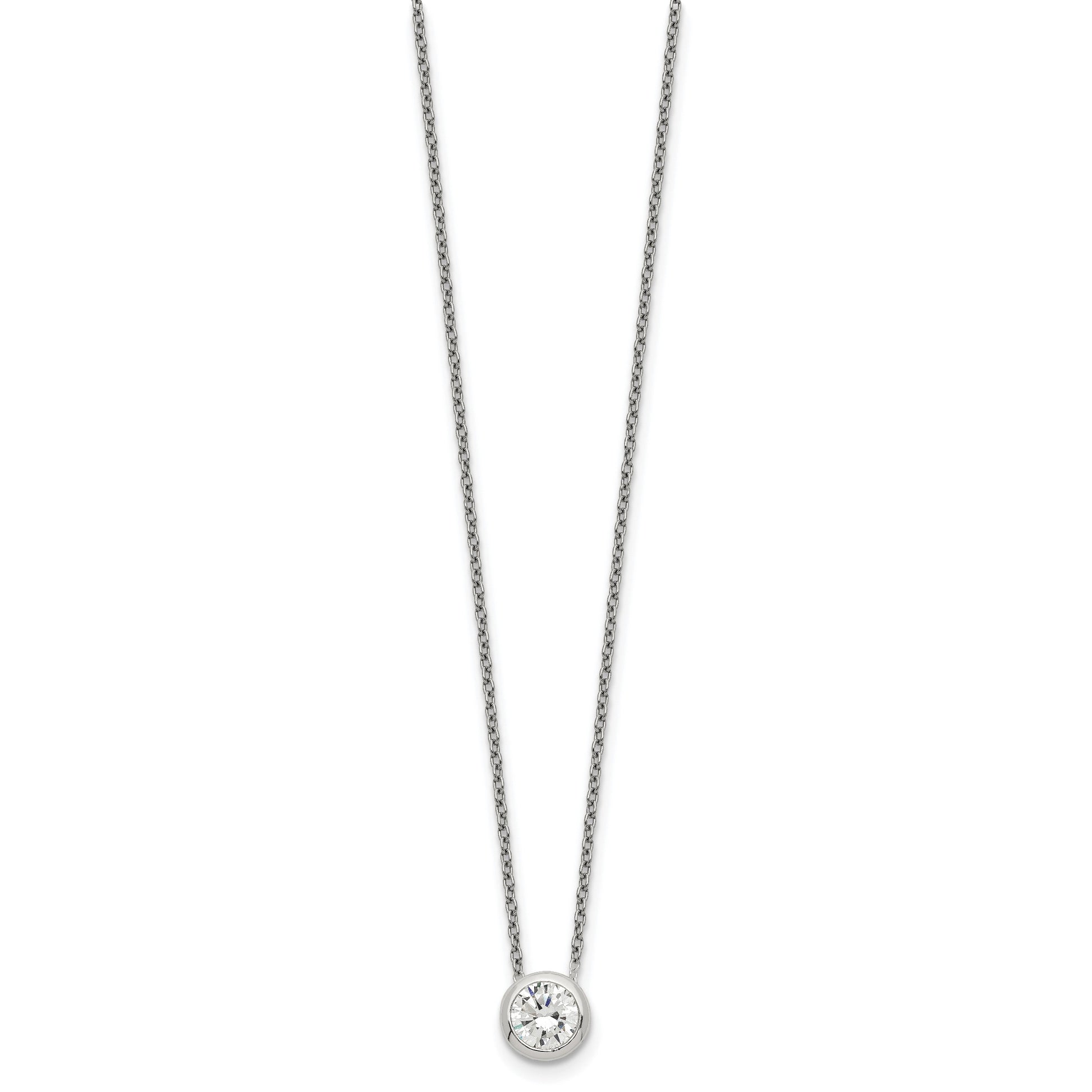 Sterling Silver Bezel 8mm CZ Necklace