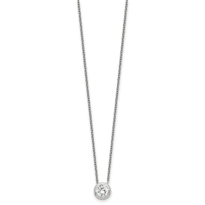 Sterling Silver Bezel 8mm CZ Necklace