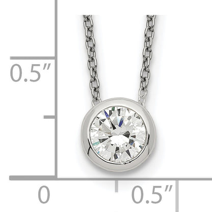 Sterling Silver Bezel 8mm CZ Necklace
