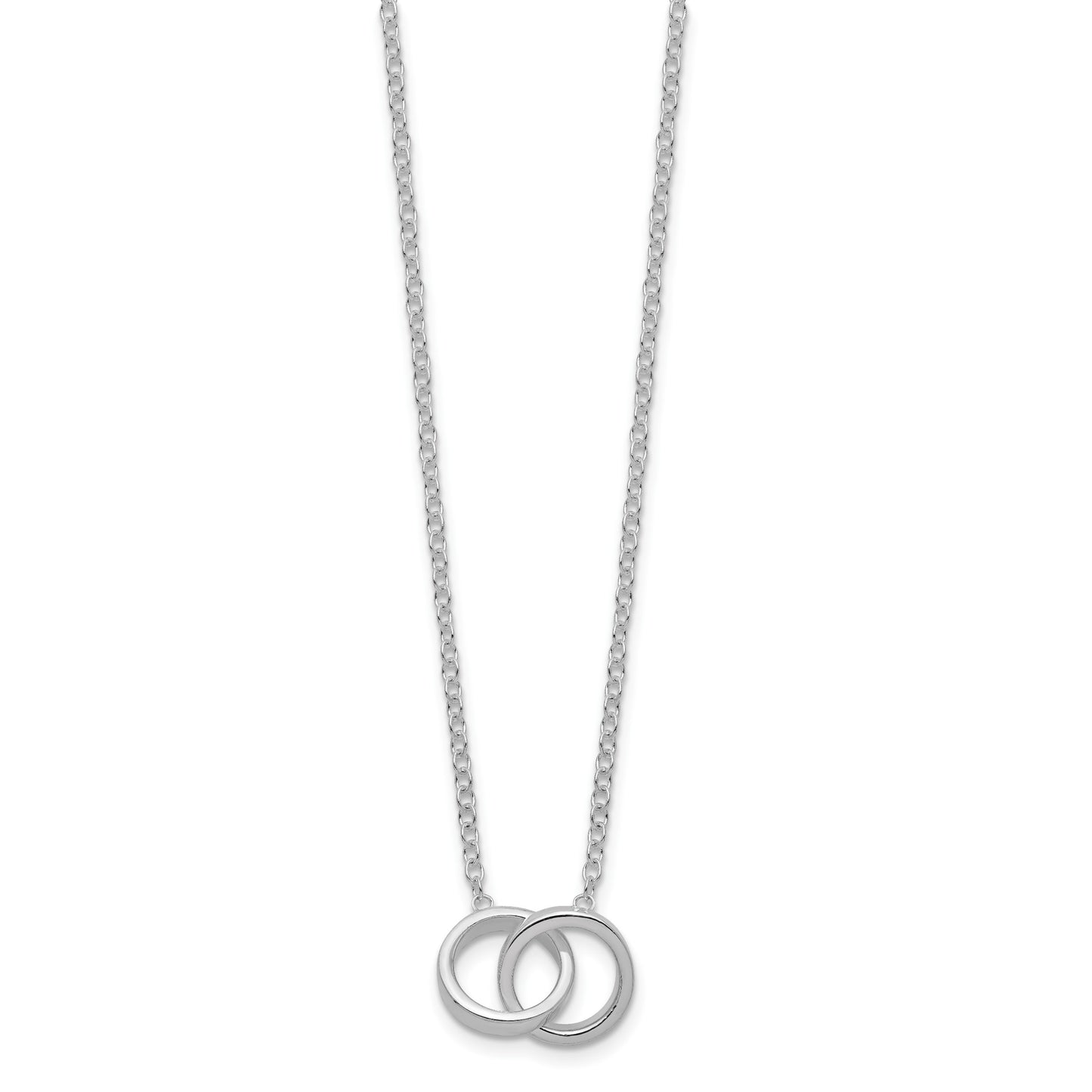 Sterling Silver Polished 2-Rings Necklace
