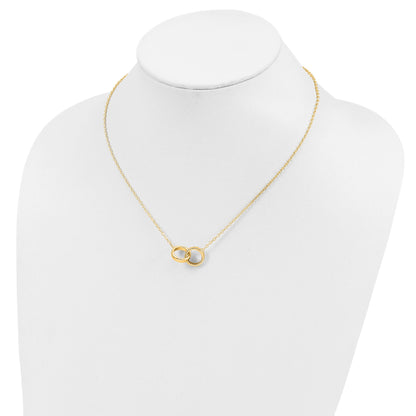 Sterling Silver Gold-tone Polished 2-Rings Necklace