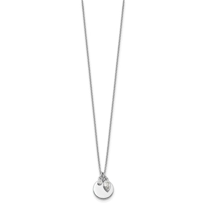 Sterling Silver Rhodium Plated w/1.75in ext. CZ Necklace