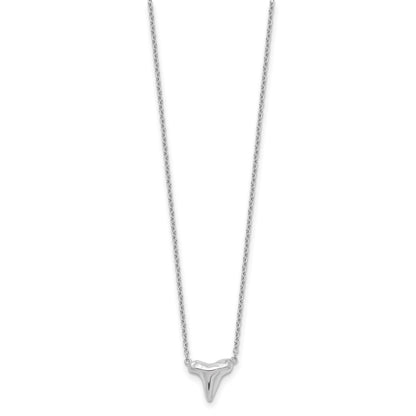 Sterling Silver Rhodium-plated Polished Shark Tooth 16 inch with a 2 inch extention Necklace