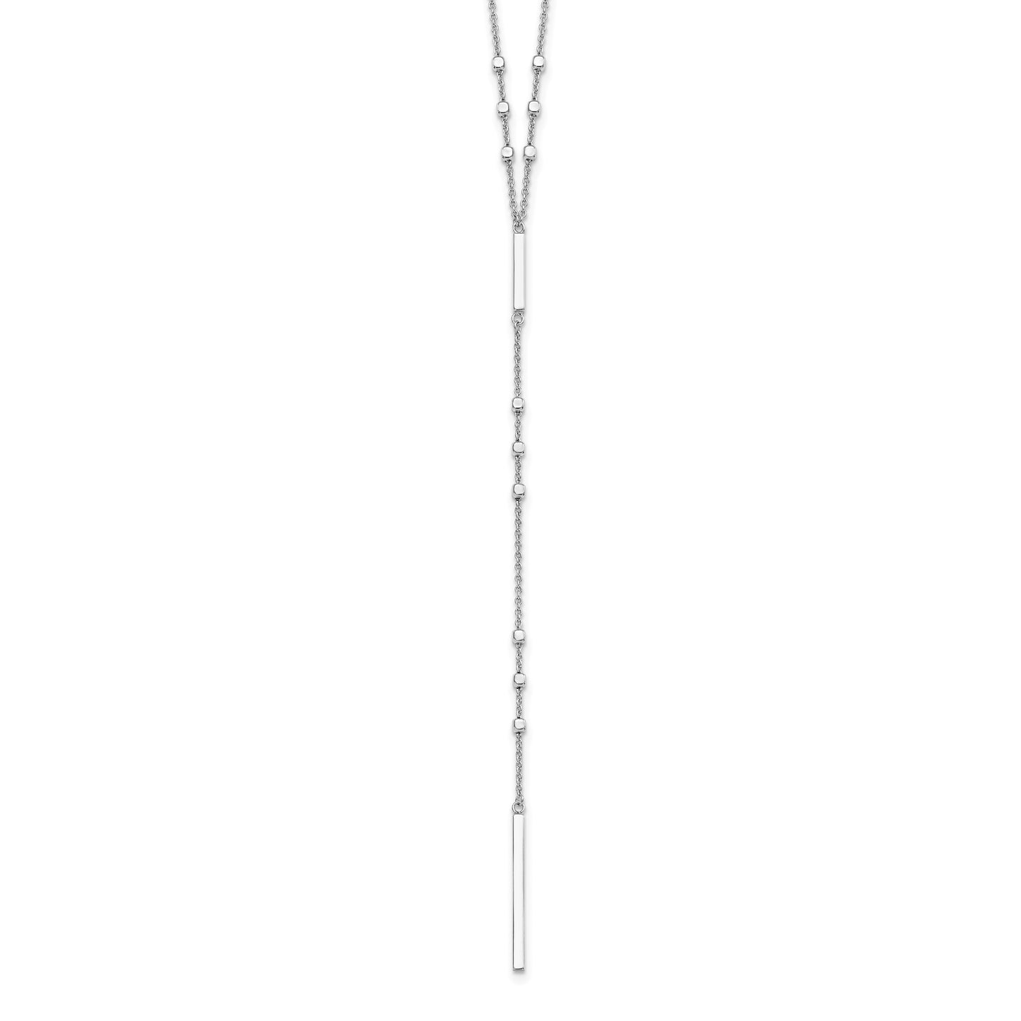 Sterling Silver Rhod-plated Beads/Vertical Bar w/ 1in ext. Y-Necklace