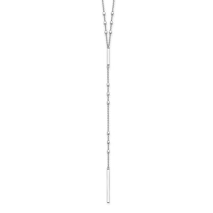 Sterling Silver Rhod-plated Beads/Vertical Bar w/ 1in ext. Y-Necklace
