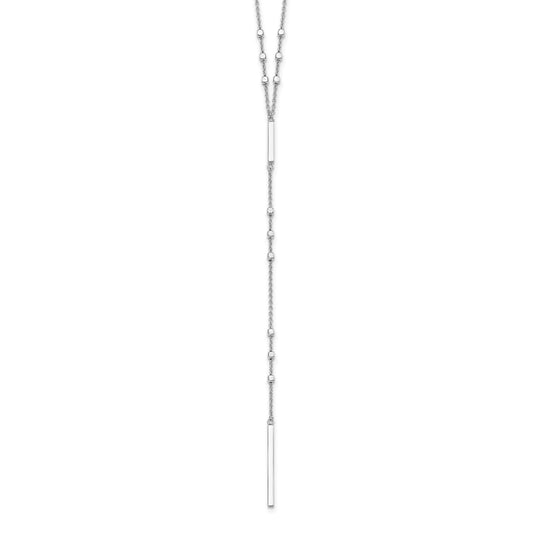Sterling Silver Rhod-plated Beads/Vertical Bar w/ 1in ext. Y-Necklace