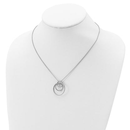Sterling Silver Rhodium-plated CZ Loop Circles w/2 in. Ext. Necklace